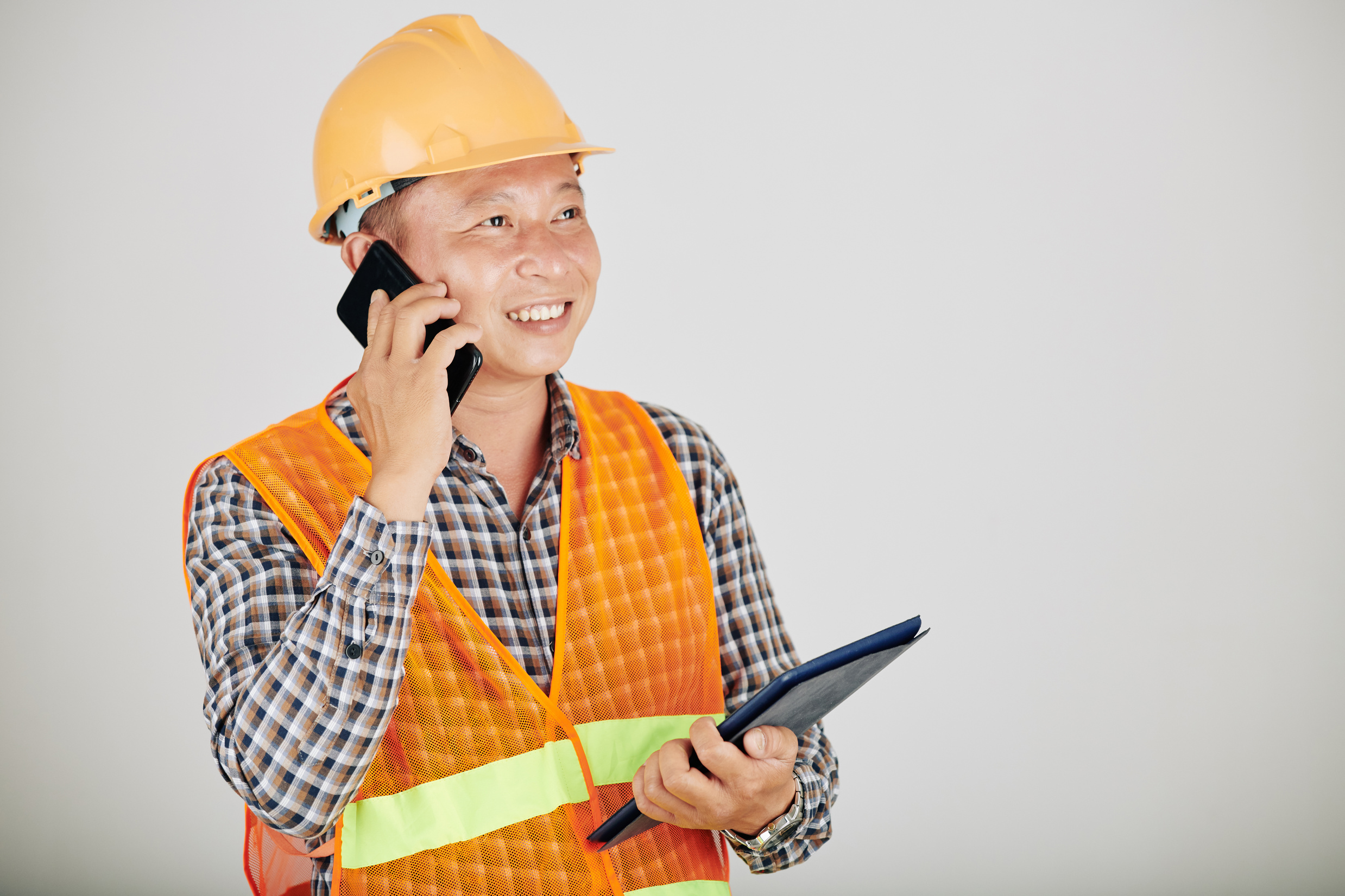 Contractor Talking on Phone